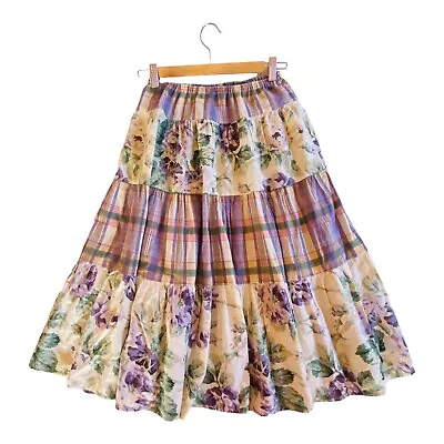 $59.99 • Buy Zimmerman Girl Skirt Designer Purple Check Tartan Floral Long Skirt Size 8