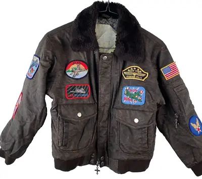 $54.99 • Buy Vintage Youth Top Gun Military Style Flight Aviator Jacket Quilted  Size 8/10