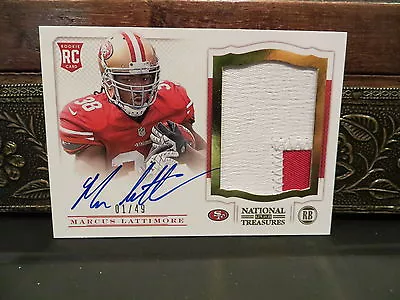 National Treasures Autograph Jersey Rookie 49ers Marcus Lattimore 01/49  2013 • $350