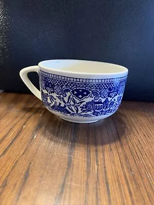 Set Of 2 Blue Willow By Royal USA Tea Coffee Flat Cups 2 1/8 In Tall NO SAUCERS • $20