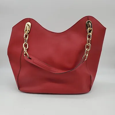 Michael Kors Lillie Gold  Chain Red Leather Shoulder Tote Lilly • $124.50