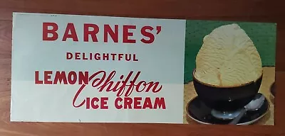 Vintage Original Barnes Ice Cream Soda Fountain Advertising Litho Sign UNUSED • $8.95