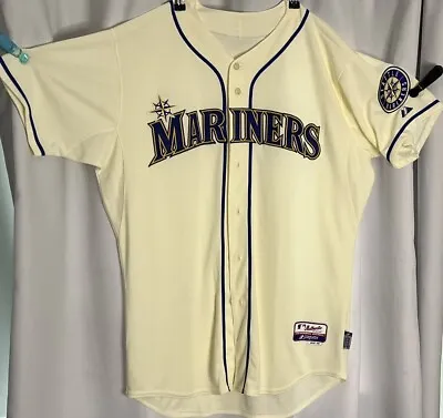 Mens MLB Seattle Mariners Authentic On Field Flex Base Jersey - Cream Alt 48 • $89