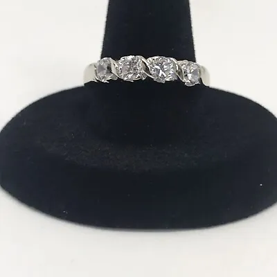 18K White Gold Ring With 4 Cubics Zirconia In A Tension Setting (Size 9.75) • $387.75