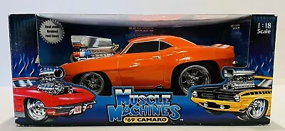 Muscle Machines '69 Chevy Camaro Orange W/ White Stripes & Fuel Lines 1:18 Scale • $80