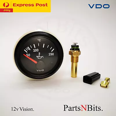 VDO VISION 52mm 12v ELECTRIC OIL TEMP GAUGE + SENDER AUTOMOTIVE MARINE 4WD • $59.20