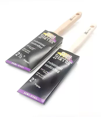 Paint Warrior Brush Set Semi Oval Angled Cut Long Handle Nylon Blend 2 2.5 Inch • £15.60