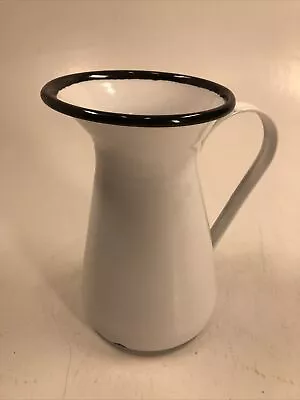 Metal White Porcelain Pitcher Planter Water Can Flower Pot Prop • $21.59