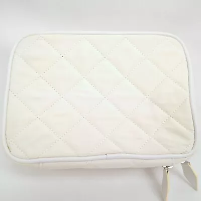 Trish McEvoy Travel Makeup Cosmetic Bag Quilted White Diamond Full Zip-Around • $29.99