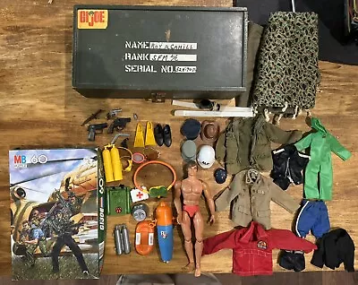 Vintage 1960's GI Joe Wooden Footlocker Clothes Weapons Accessories & 71 Doll • $120