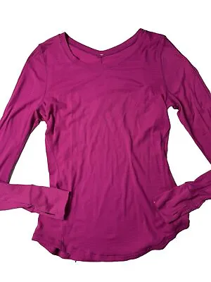 Lululemon Pink Raspberry Pinstripe Vintage Long Sleeve Tshirt Sz M • $18