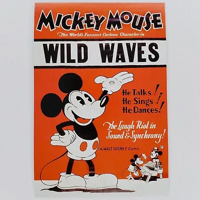 Mickey Mouse Postcard Art Of Disney Movie Poster Minnie Mouse Wild Waves Dancing • $5