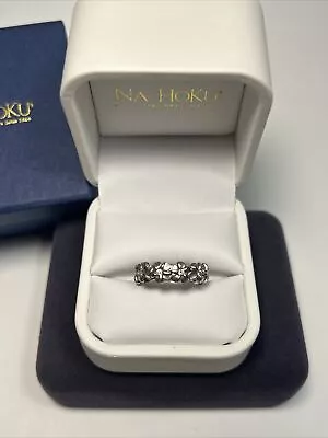 Designer Na Hoku 14k Solid White Gold 10 Plumeria Diamond Eternity Ring • $599.99