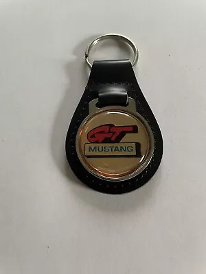 Ford Mustang GT Keychain Black Leather Ford Key Chain Gold • $19.49