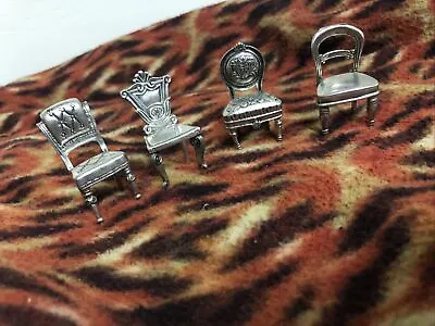 Pewter Up Brand Miniature Doll House Chairs Metal Unique Designs Heavy Metal • $29.95