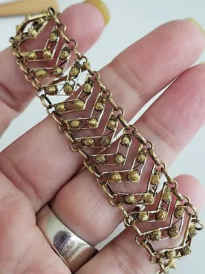 Vtg Portuguese Portugal Cannetille Gold Tone Bracelet 7-1/8  15(gr) Metal Marks • $62.05