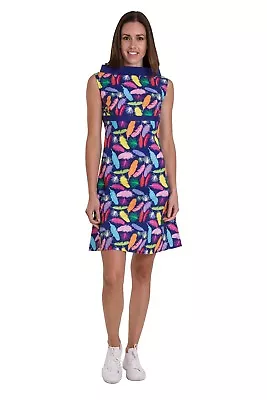 £14.99 • Buy Ladies 60s Vintage Retro Feather Me Up A Line Dress