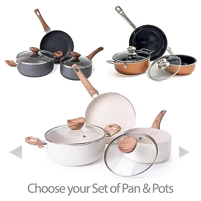 Set Of 5Pcs Pan & Pots Non-stick Induction-compatible Ceramic Durable- Nuovva • £32.99