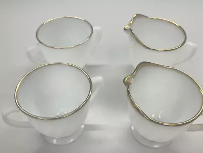 Fire King Cream And Sugar Dishes Swirl Milk Glass Gold Trim Anchor Hocking • $9.99