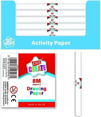 8m X 50cm Wide Drawing Paper Roll White Childrens Sketching Art Paper • £5.99