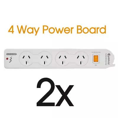 2x SANSAI 4 Way Power Board With Surge Protector 2400W 10A 1.0 Meters Main Cord • $41.36