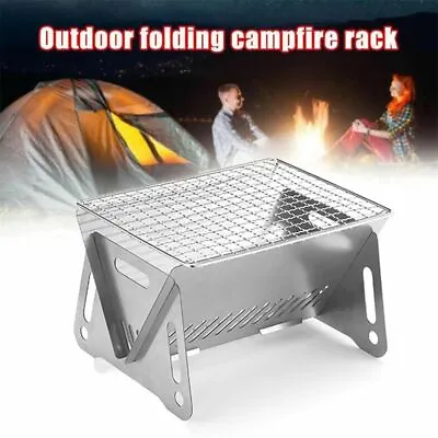 $31.82 • Buy Mini Folding BBQ Grill Outdoor Portable Camping Stainless Steel Barbecue Rack