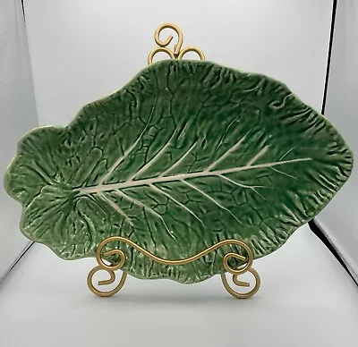 Bordallo Pinheiro Green Cabbage Leaf  15  Serving Platter Portugal Majolica • $50