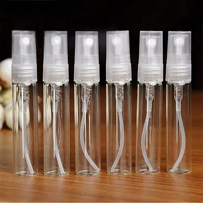 100pcs 2/5ml Plastic Spray Bottle Empty Perfume Refill Sample Clear Container • £3.55