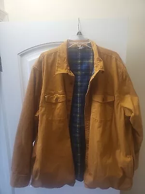 Land's End Men's Flannel Lined Work Barn Jacket Shacket XXL Golden Pecan 519051 • $33.50