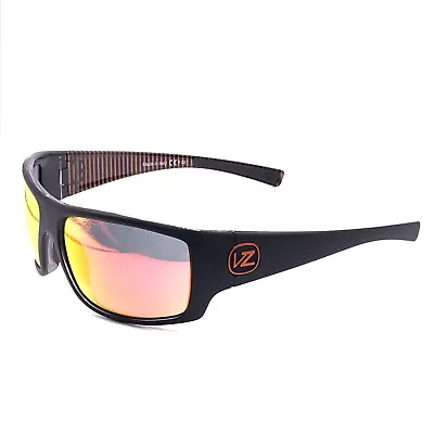VonZipper Suplex Wrap Sunglasses Black Satin LUX Black And Orange Lunar Chrome • $160
