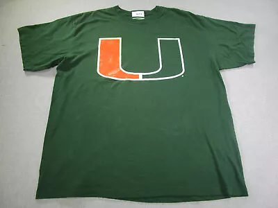 Miami Hurricanes Shirt Adult XL Extra Large Green Orange UM Canes Football A8 * • $12.85