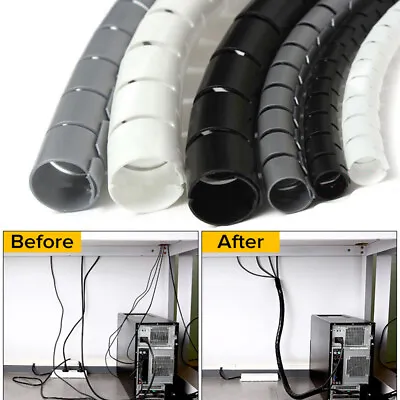 Wire Wrap Tube Spiral Cord Protector Management Cable Organizer Storage Pipe • £4.37