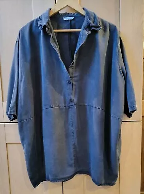 Made In Italy Blue Oversized One Size  Relaxed Tunic Shirt Used Good Condition. • £6.20