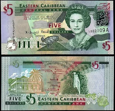 EAST CARIBBEAN STATES 5 DOLLARS (P42a) N. D. (2003) QEII SUFFIX A UNC • £9.25