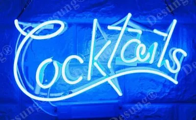 Cocktails Martini Cocktail Blue Acrylic 14  Neon Light Sign Lamp Beer Bar Decor • $64.99