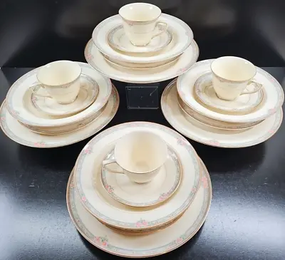 (4) Mikasa La Rose 5 Pc Place Settings Vintage Floral Gold Fine Ivory Dishes Lot • $266.87