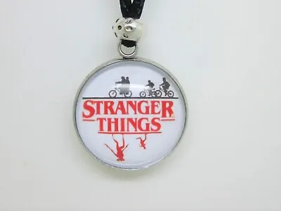 £3.99 • Buy Stranger Things Upside Down  Logo Cabochon Pendant  Necklace Surfer Style Cord