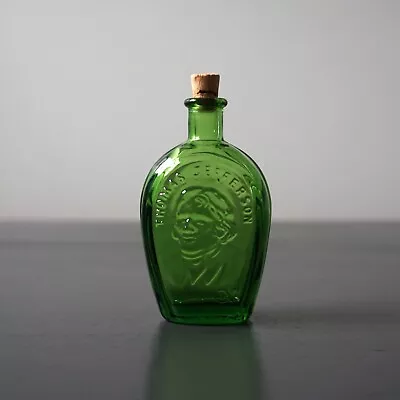 Wheaton Glass Miniature Bottle Green Thomas Jefferson 3-1/4  READ • $12