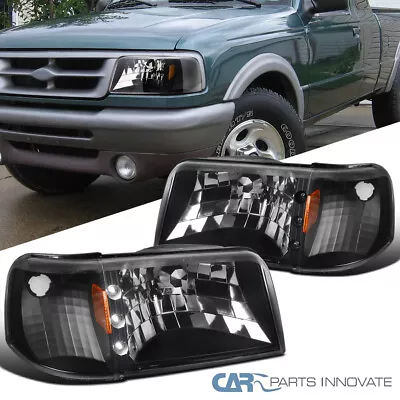 Black For 93-97 Ford Ranger Black LED Headlights+Corner Turn Signal Lamps Pair • $105.95