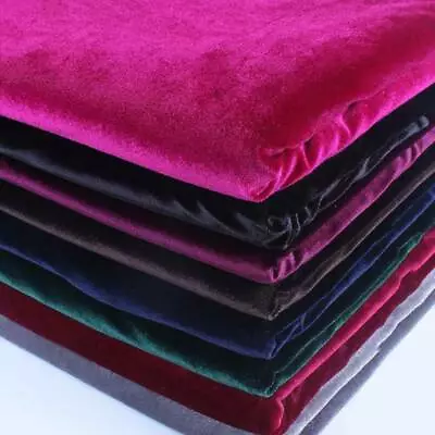 £1.99 • Buy Luxurious Soft Velour Velvet Fabric Plain Print Stretch Dress Craft Material 58 