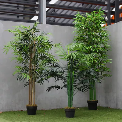 Large Artificial Potted Plant Palm Tree Bamboo Realistic Fake Home Outdoor Decor • £45.95