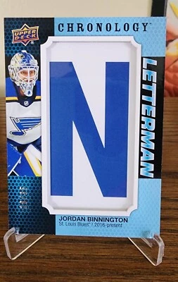 $15 • Buy 2019 Upper Deck Chronology Letterman Letter Relics /35 Jordan Binnington Patch N