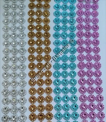 £2.99 • Buy 1M Crystal Diamante Sparkly Rhinestone EFFECT Mesh Ribbon BLING Trim SUNFLOWER