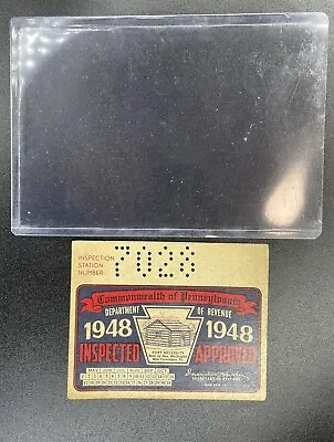 1948 Pennsylvania Inspection Sticker W/ HOLDER Pa Vtg Car Truck UNISSUED! Dodge • $37.94