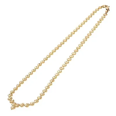 14k Yellow Gold V Shape Diamond Cut Heart Link Necklace 18  6mm 16.7 Grams • $1085.99