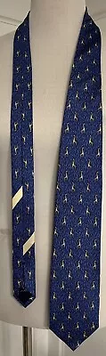 Salvatore Ferragamo Tie Giraffe Royal Blue Yellow Silk Made In Italy • $31.84