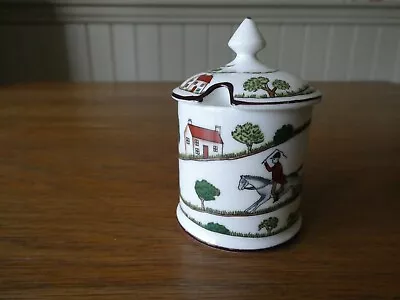 Coalport Hunting Scene Mustard Pot With Lid - Excellent Condition • £28