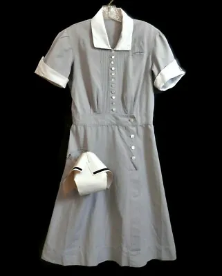 Vintage 1940s Nurse Uniform From Fordham Hospital In NYC Dress & Nursing Hat • $289