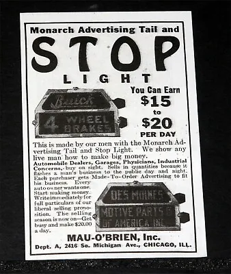 1924 Old Magazine Print Ad Monarch Automobile Advertising Tail & Stop Light! • $12.99