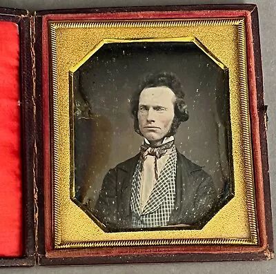 Gentleman In Blue Vest Nicely Hand Tinted 1/6 Plate Daguerreotype • $40